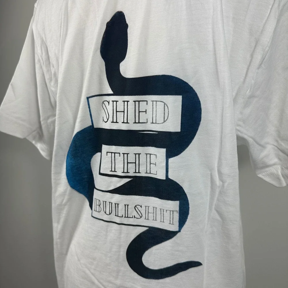 Inner Thoughts Shed the BS Snake Tee with Blue Fade Detail - SIZE M - Picture 4 of 5